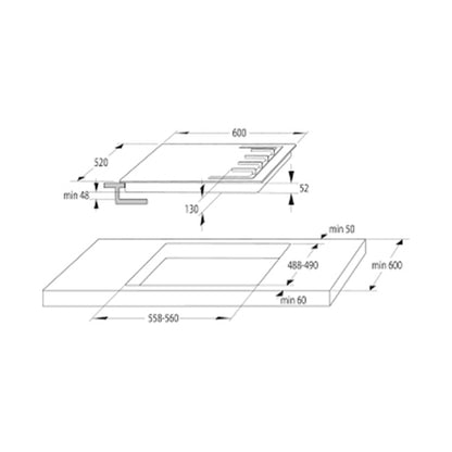 GORENJE Hob 60 cm 4 Gas Burners Cast Iron Safety Inox