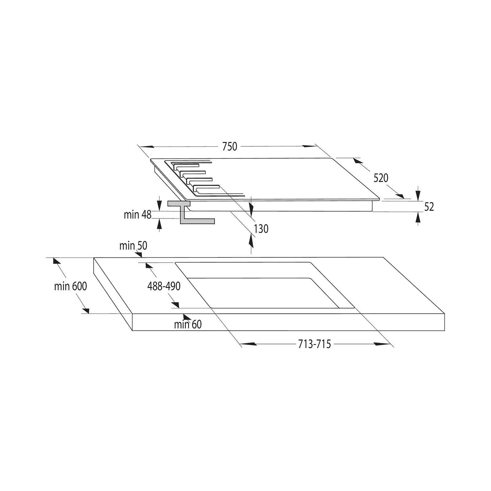 GORENJE Hob 75 Cm 5 Gas Burners Inox