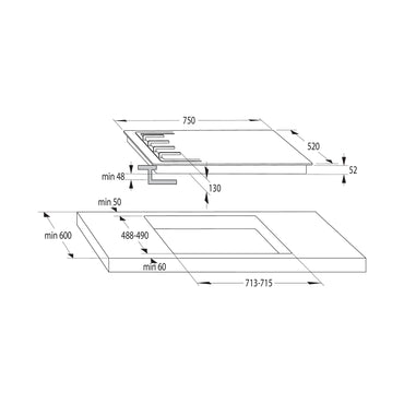 GORENJE Hob 75 Cm 5 Gas Burners Inox