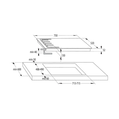 GORENJE Hob 75 Cm 5 Gas Burners Inox