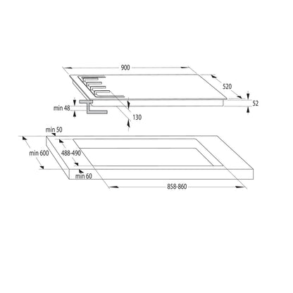 GORENJE Hob 90 Cm 5 Gas Burners Safety Cast Iron Black