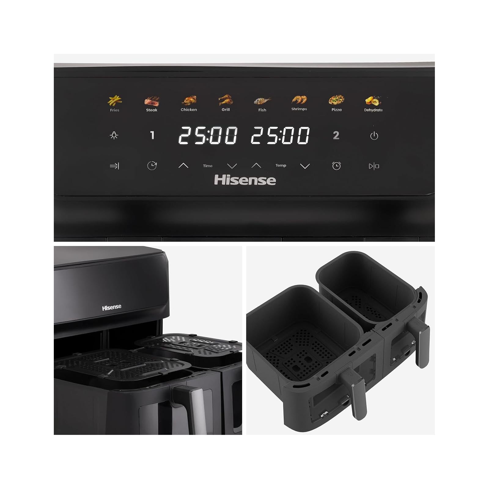 Hisense Air Fryer 2700w Dual Zone 6.5L + 4.5L