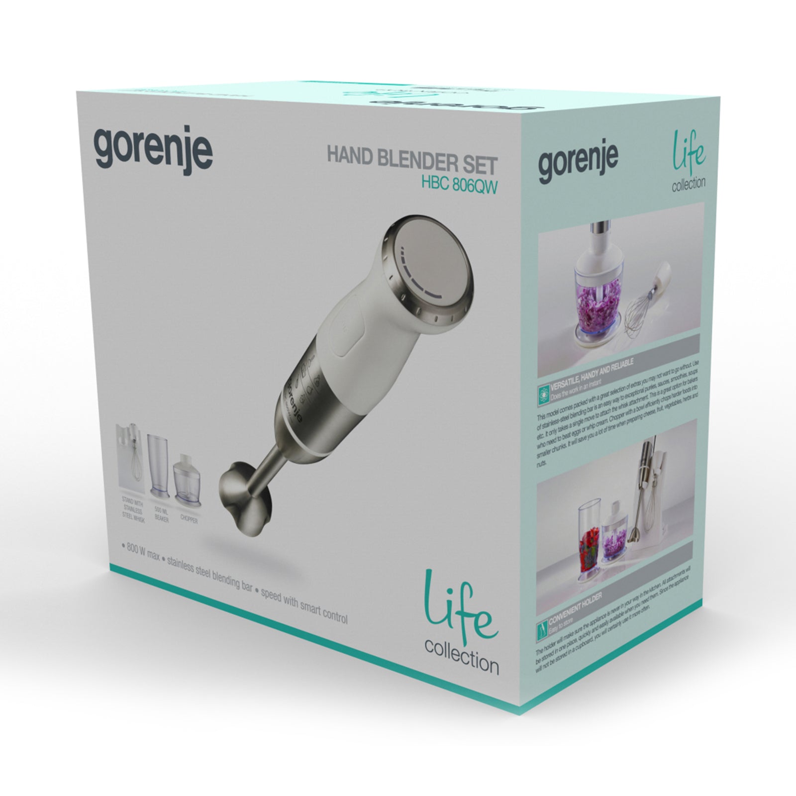 GGorenje Hand Blender Set, 800 W, Stainless Steel, White