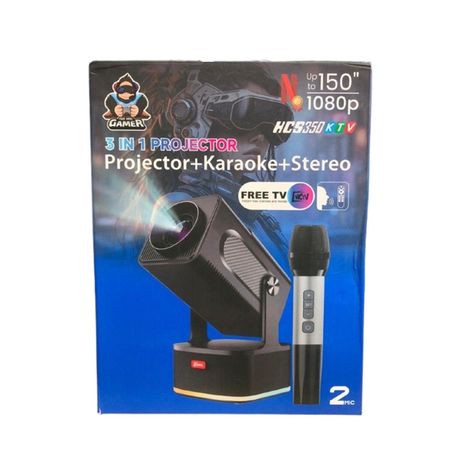 Projector + Karaoke Including 2 Microphone
