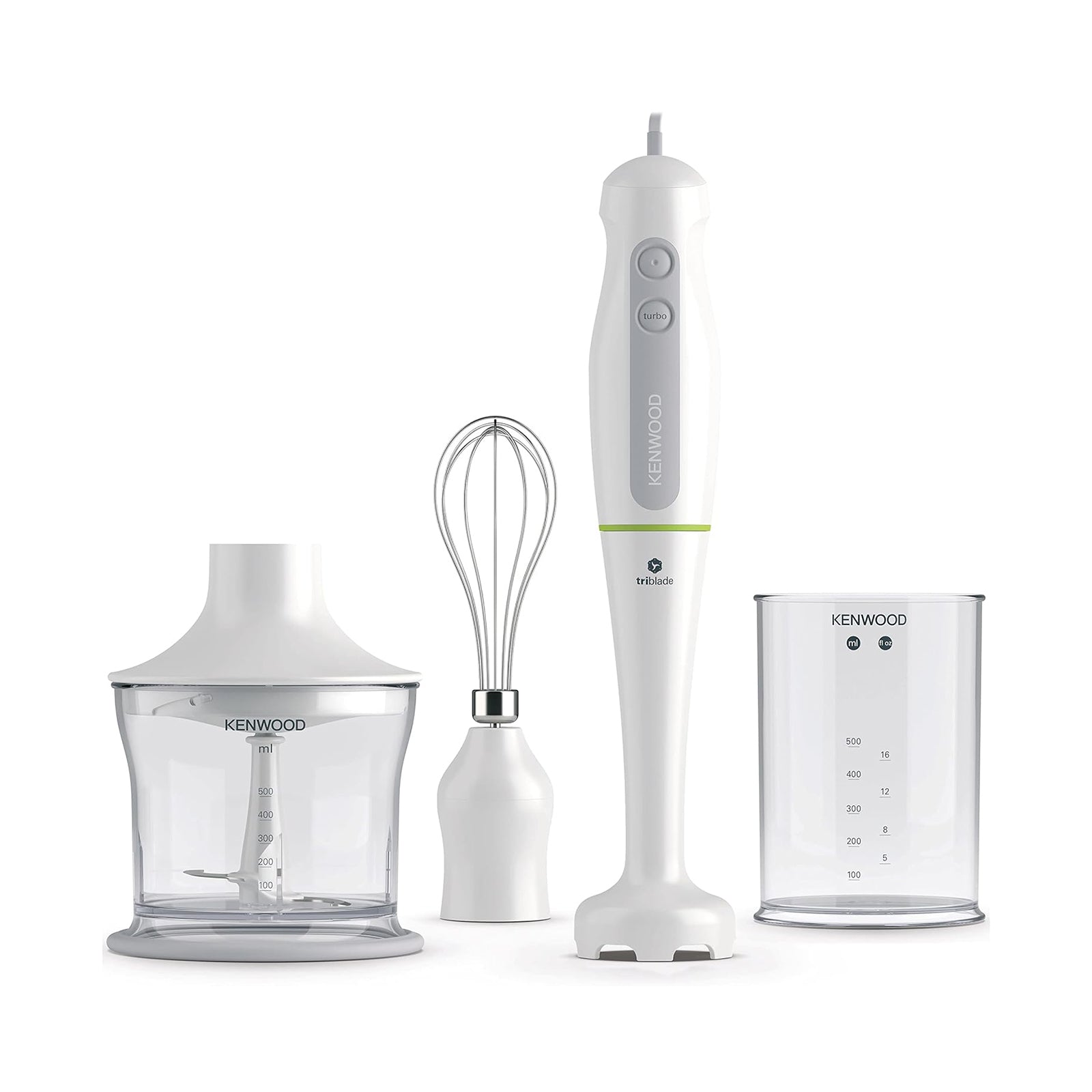 Kenwood Triblade Hand Blender Set 600W 0.5L Chopper White
