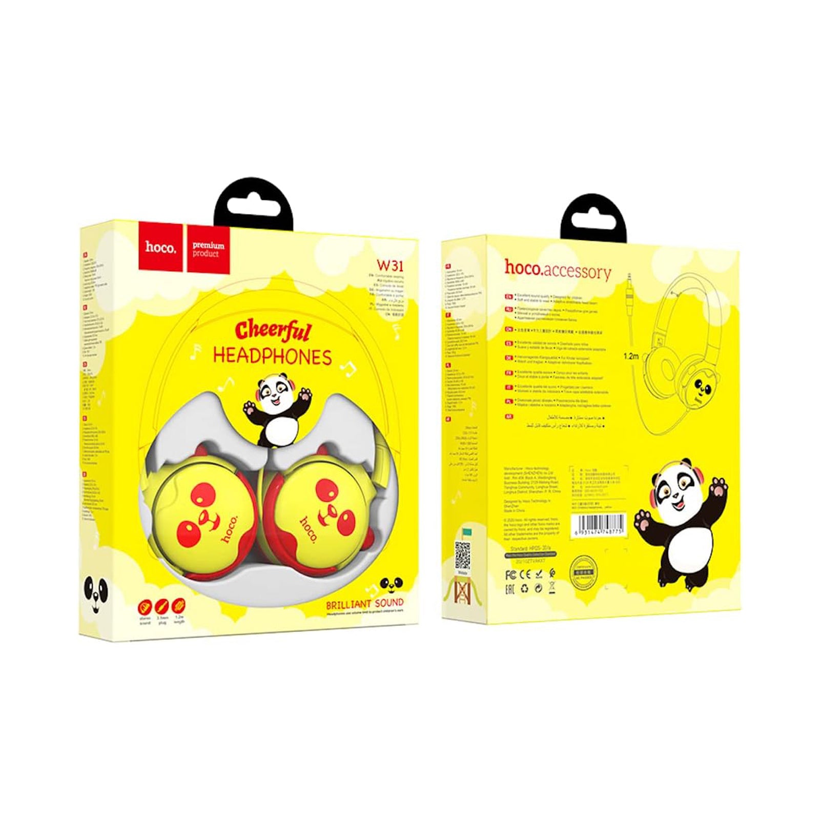 HOCO W31 Childrens Headphone - Yellow 85 decibels