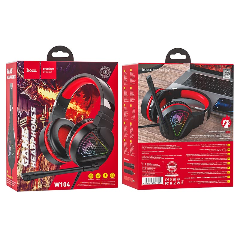 HOCO W104 Magic Tour Gaming Headphones -RED