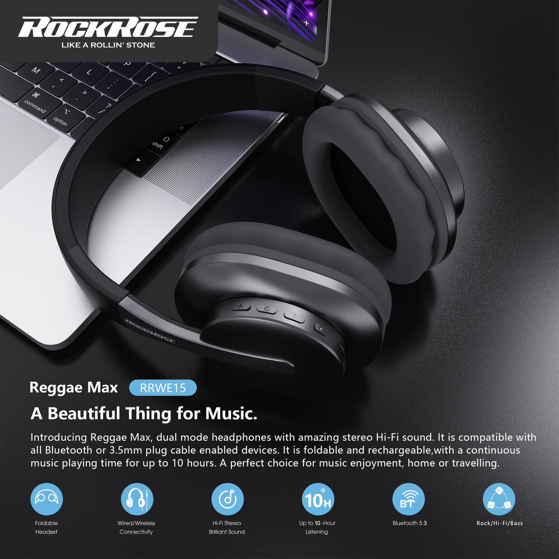 ROCKROSE REGGAE MAX BLUETOOTH HEADPHONES