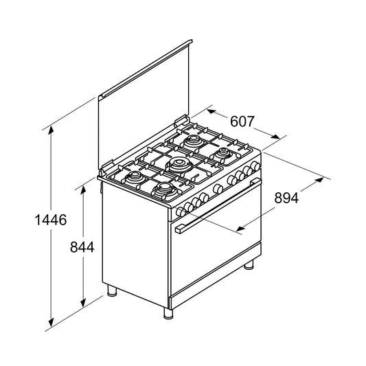 BOSCH Cooker 90 cm 5 Gas Burners Convection Safety Stainless