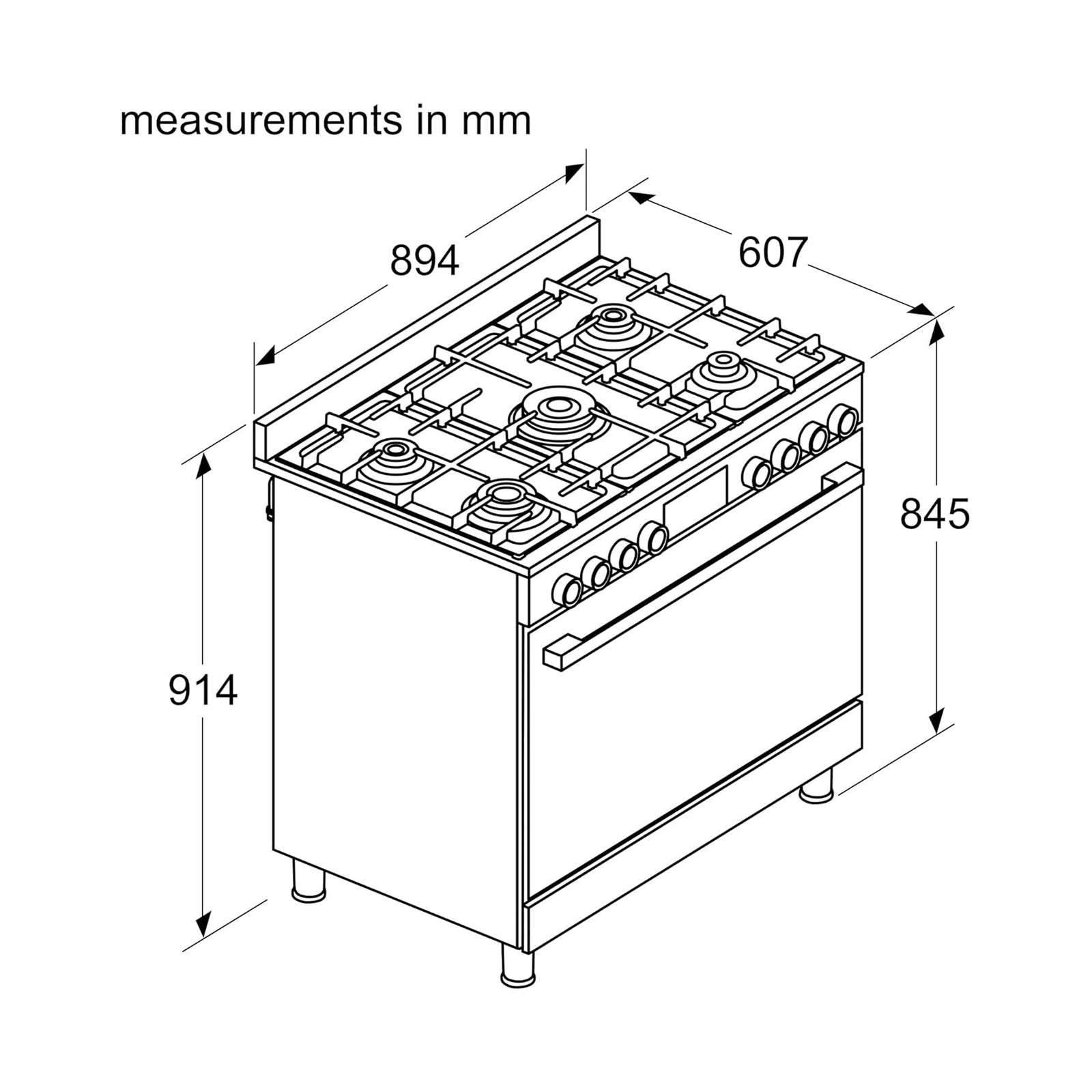 BOSCH Cooker 90 cm Wide Safety Convection Stainless Steel