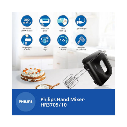 Philips Lightweight Hand Mixer 300W, 5 speed control setting PHILIPS