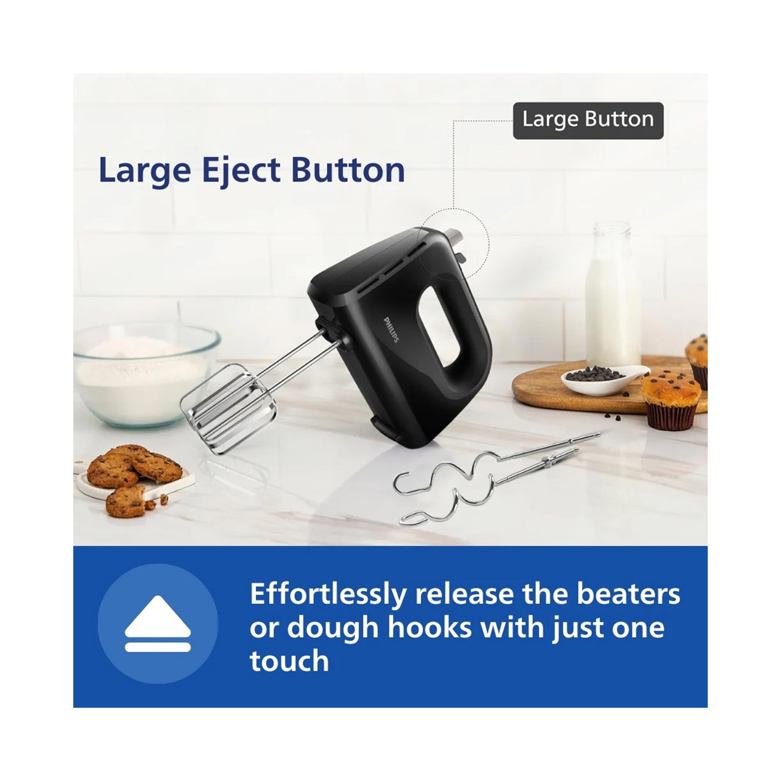 Philips Lightweight Hand Mixer 300W, 5 speed control setting
