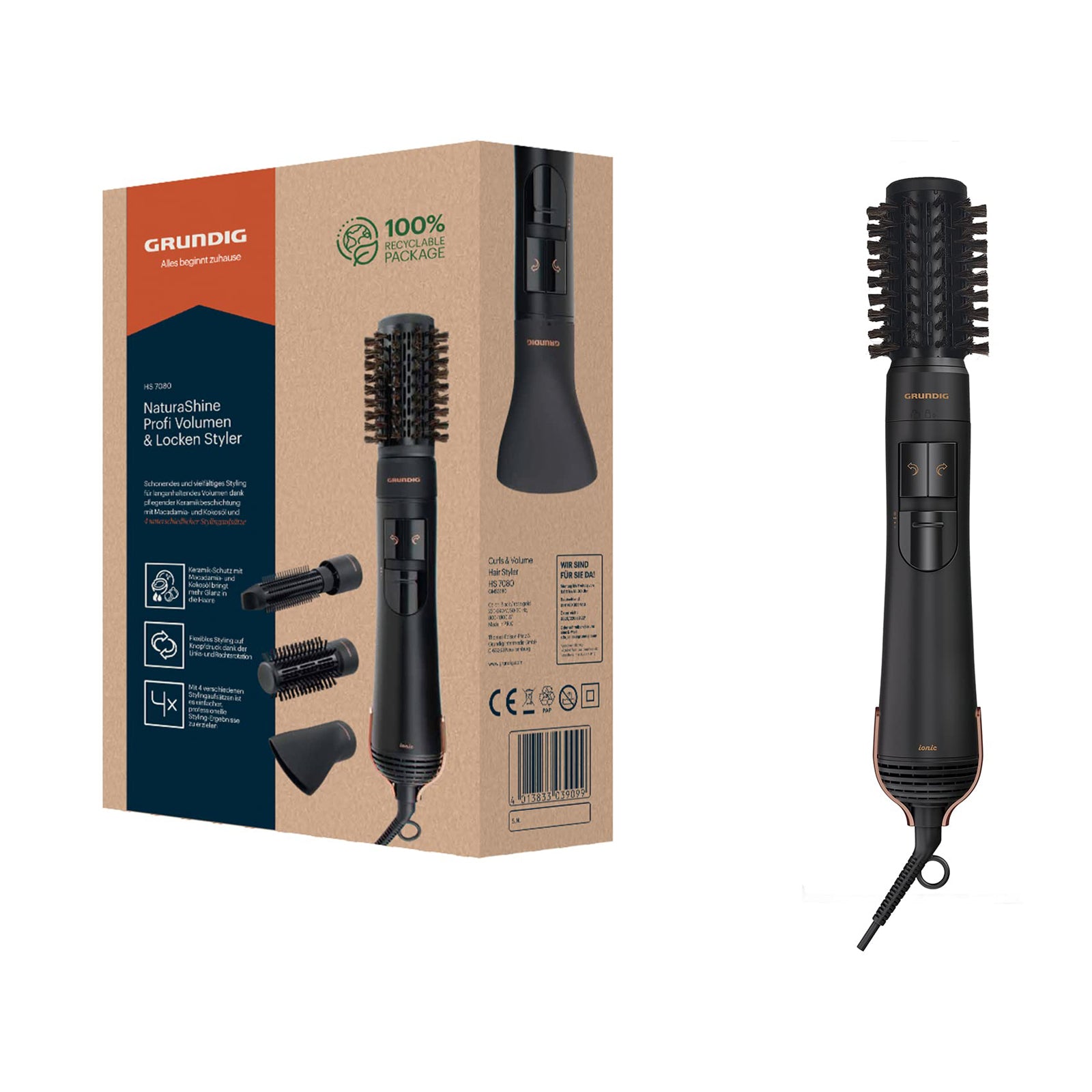 Grundig Hair Brush Volume And Curl Styler Rotation Function