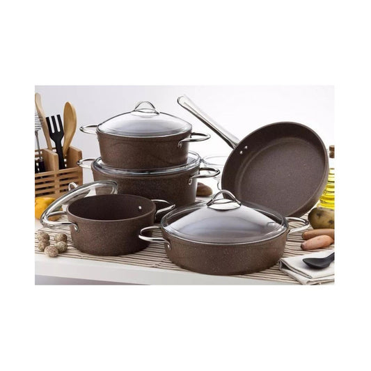 Falez Ultima 9-Piece Granitec Set & Riveted Handles (Brown)