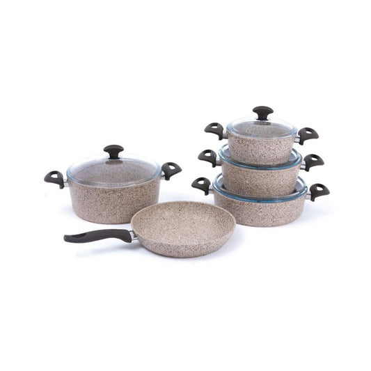 Falez Cooking Set Of 9 Pcs Granite Beige