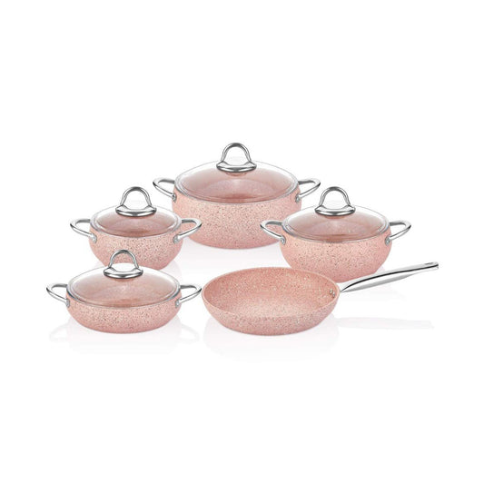 Falez Avanos 9-Piece Cookware Set (Pink)