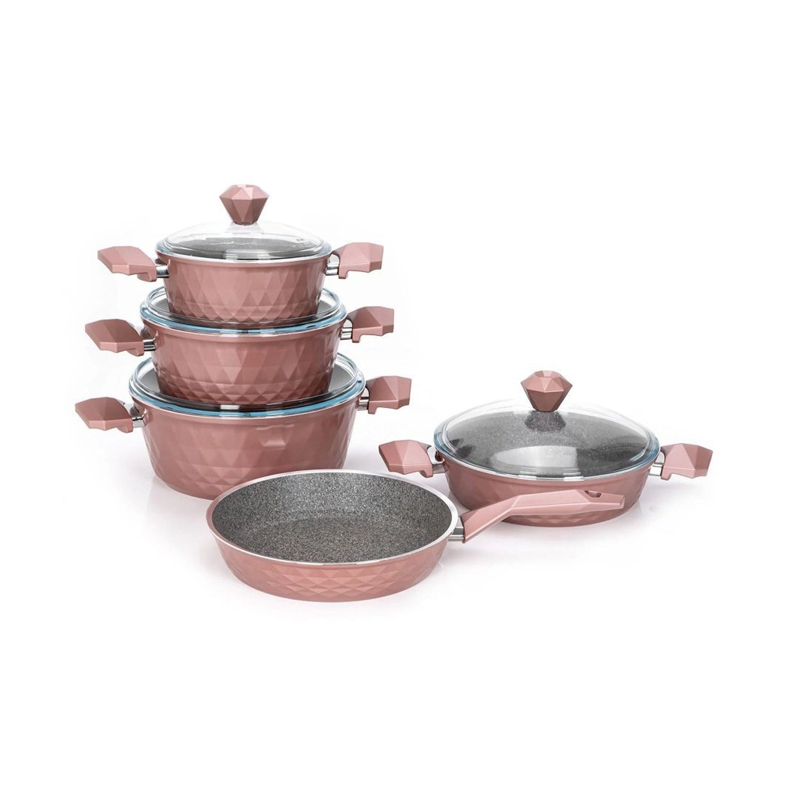 Falez Granitec Biodiamond 9-Piece Cookware Set (Rose Gold)