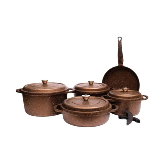 Falez Nova Cast Premium 9-Piece Set with Glass Lids (Copper)