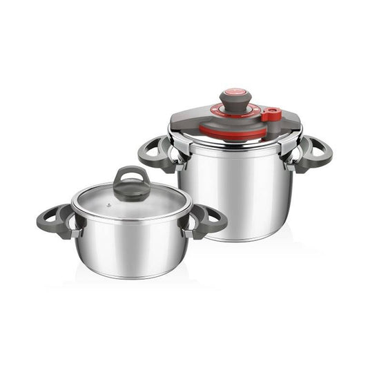 Falez Stainless Steel Pressure Cooker Set (6L + 9L)