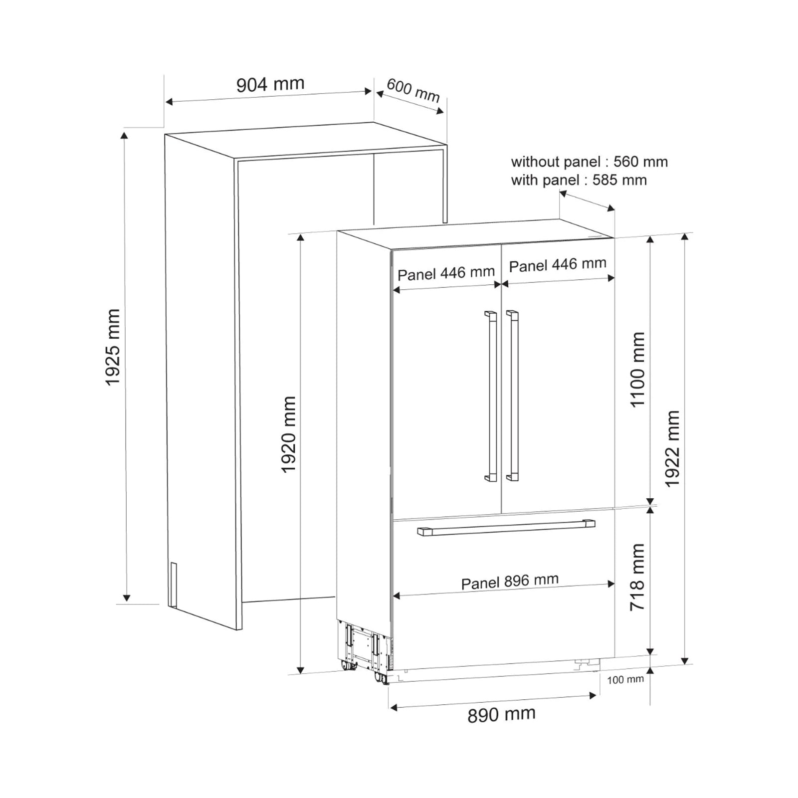 ELBA Refrigerator Built in French Door 453 L Inverter