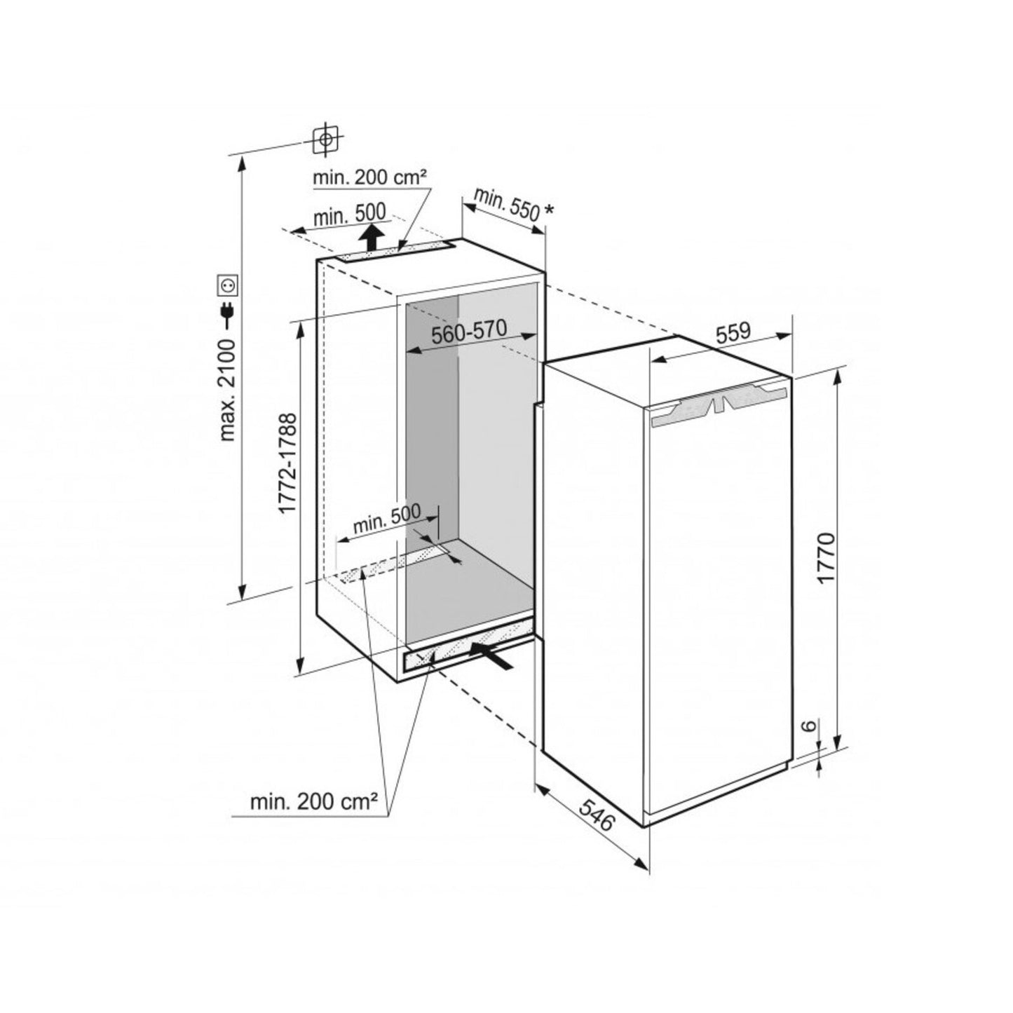 LIEBHERE 12 Cft Refrigerator 1 Door Built-in White