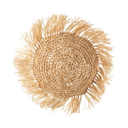 ROUND CUSHION ROT RAFFIA NAT (45X45X15CM