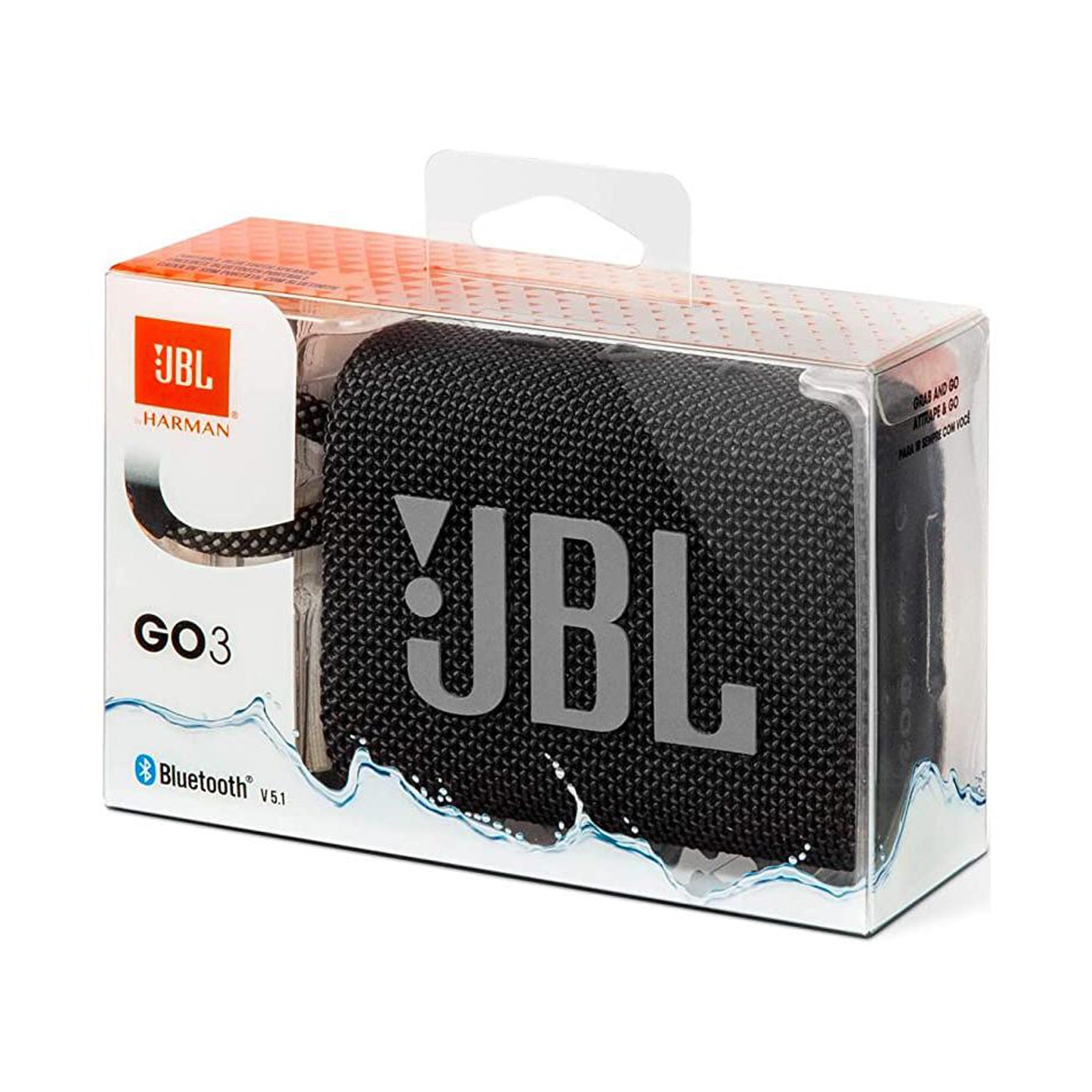 JBL Go 3 Portable Speaker with Bluetooth, Waterproof - Black