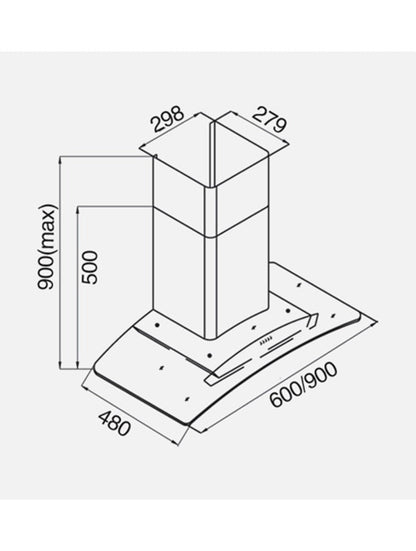 CAMPOMATIC Wall Mounted Hood 90 Cm 1000M3/H Stainless Steel