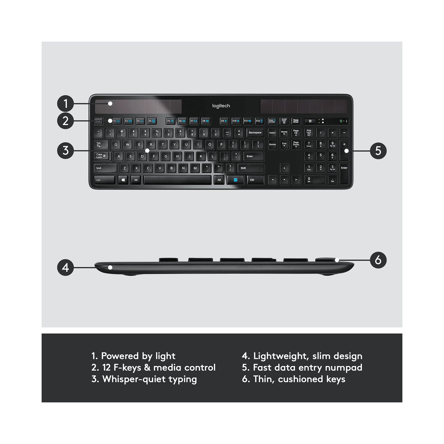 Logitech K750 Wireless Solar Powered Keyboard - Black