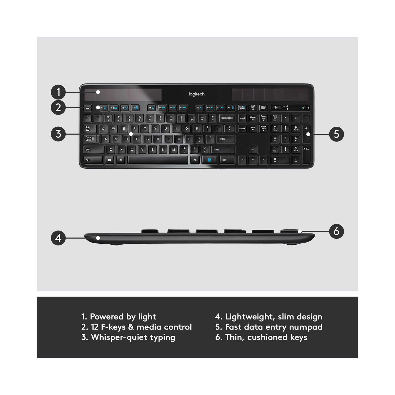 Logitech K750 Wireless Solar Powered Keyboard - Black