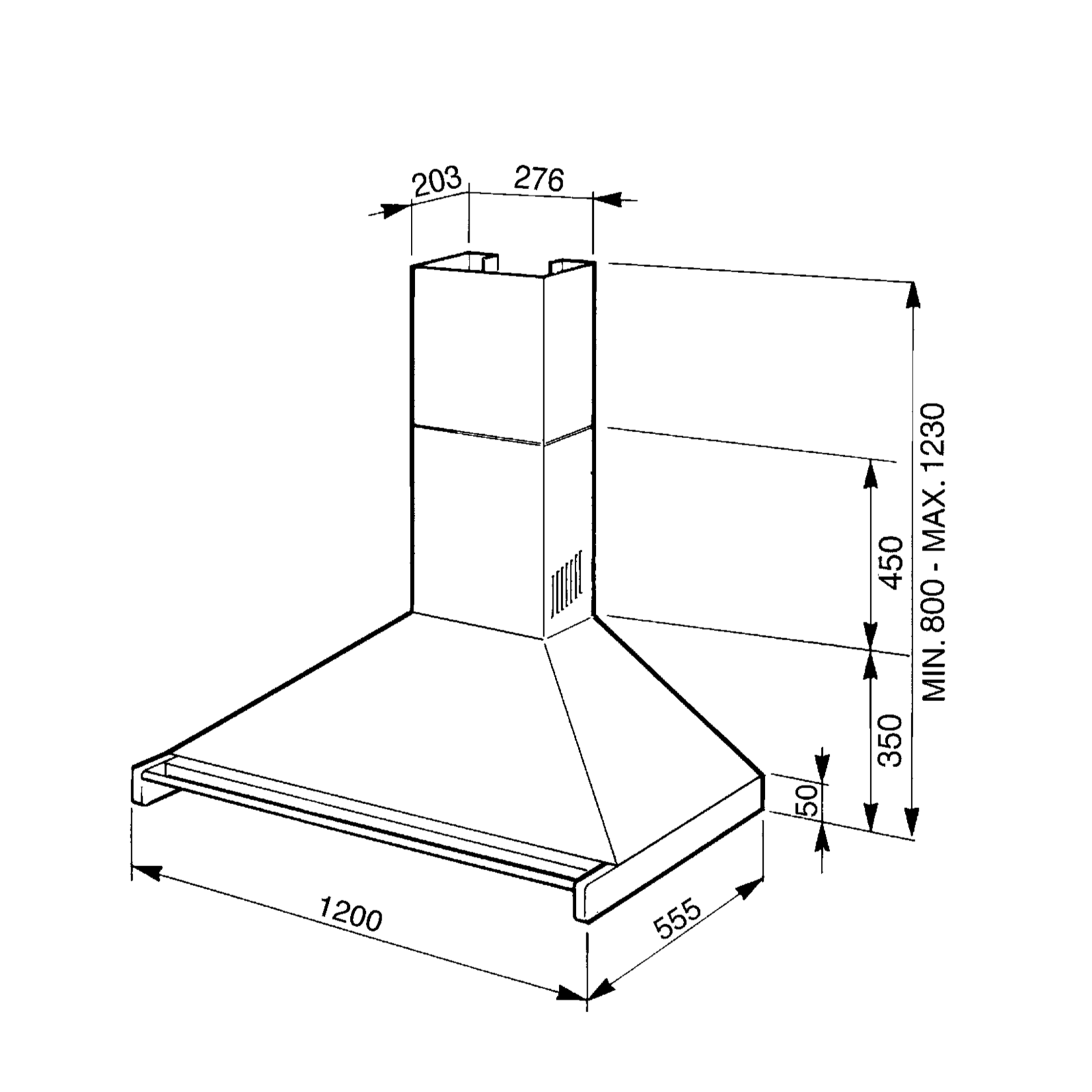 Smeg Wall Hood 120 cm Stainless Steel