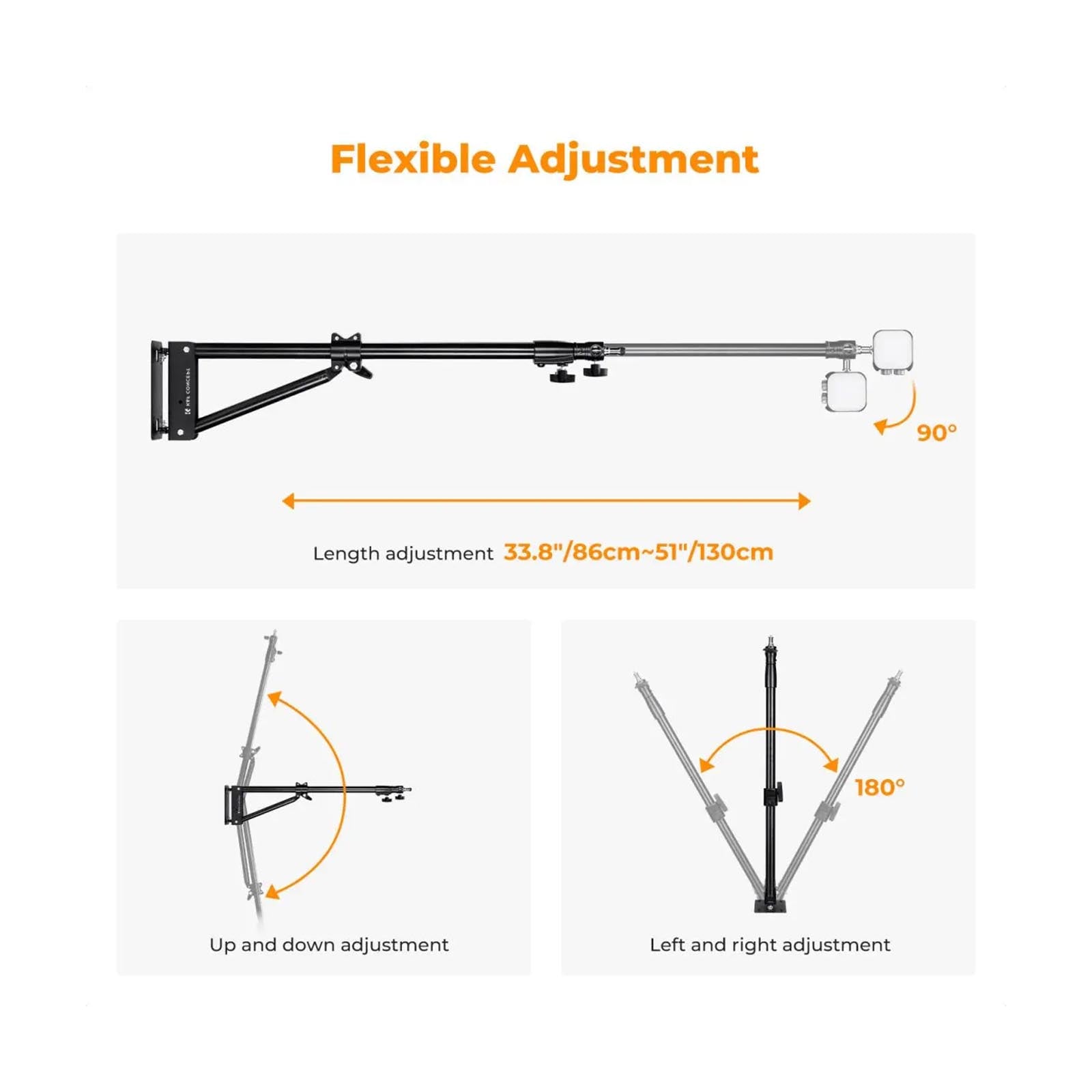 K&F 130cm Wall-Mounted Triangle Boom Arm