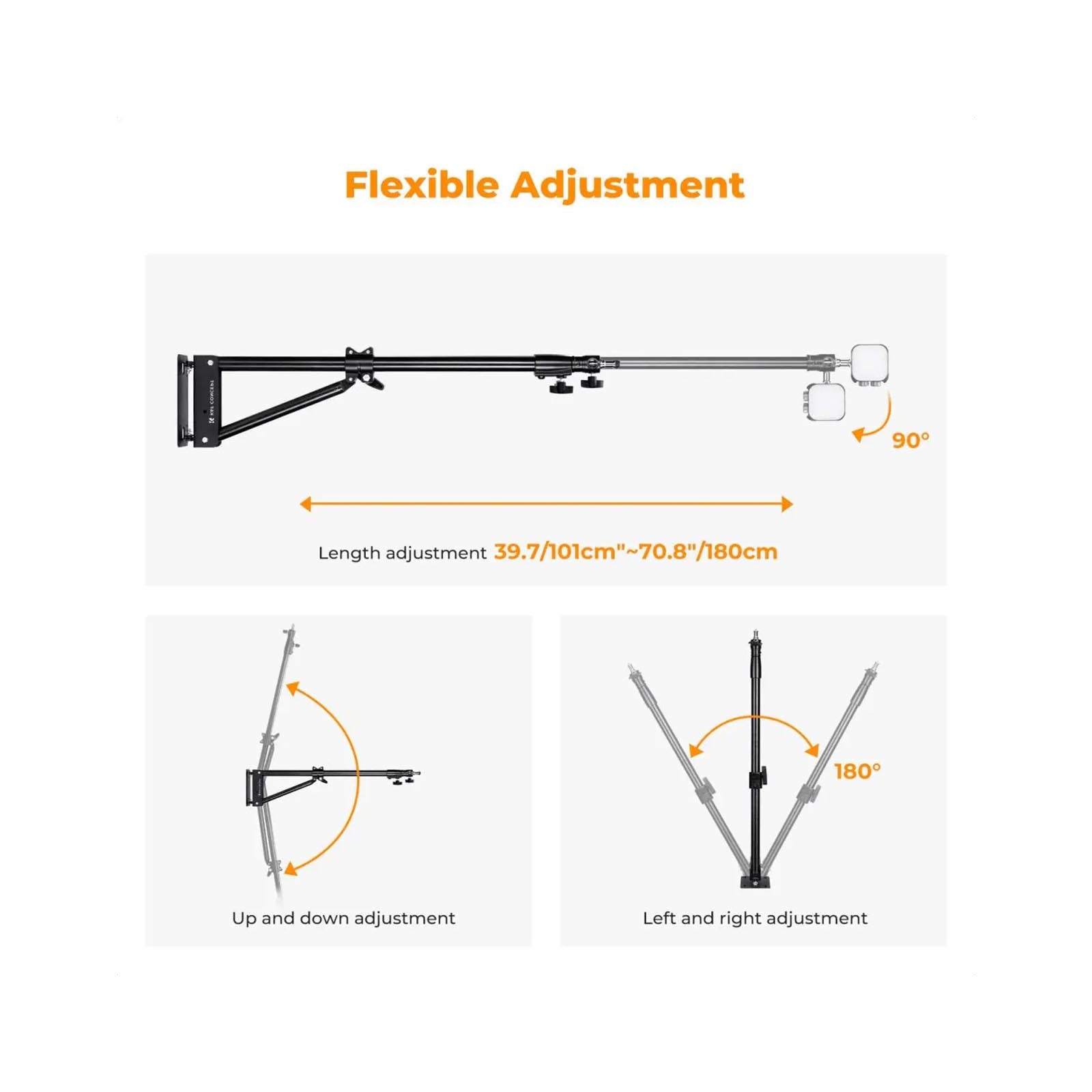 K&F 180cm Wall-Mounted Triangle Boom Arm
