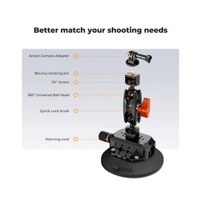 K&F 4.5" Suction Cup Camera Mount with Magic Arm K&F