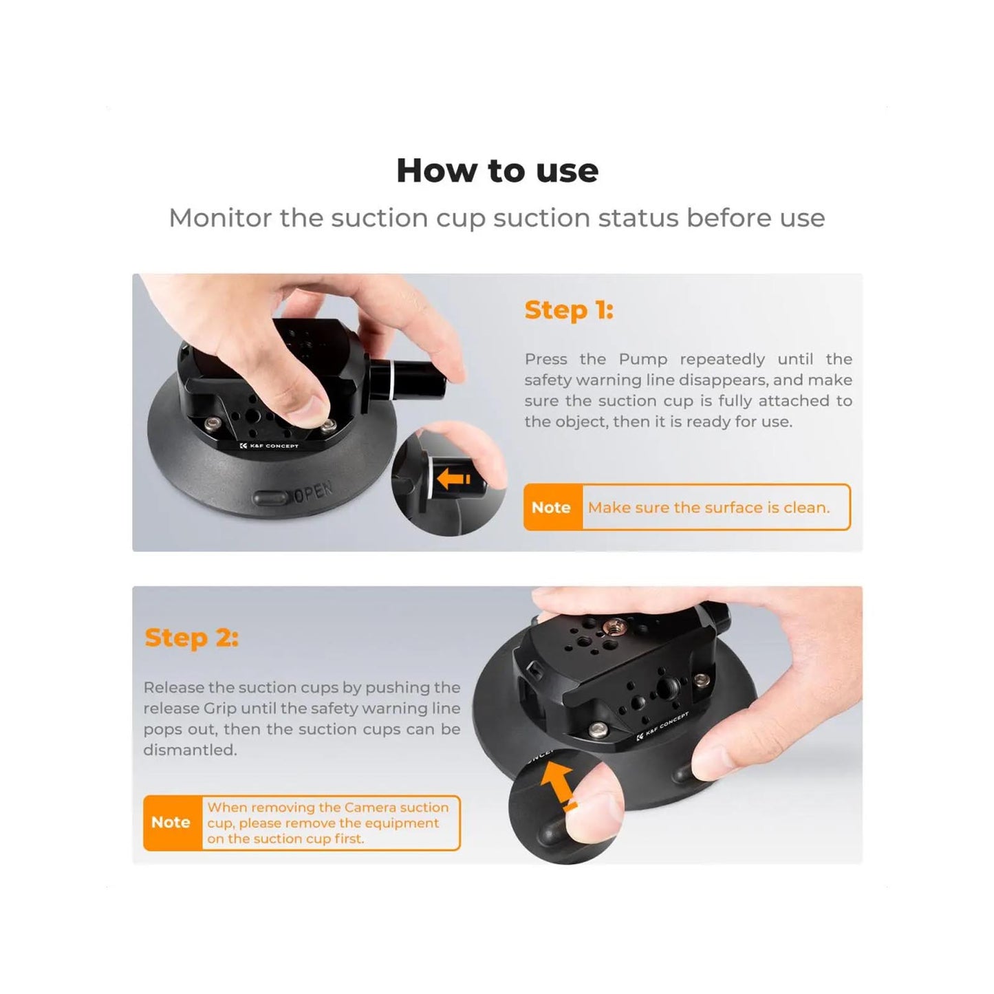 K&F 4.5" Suction Cup Camera Mount with Magic Arm K&F