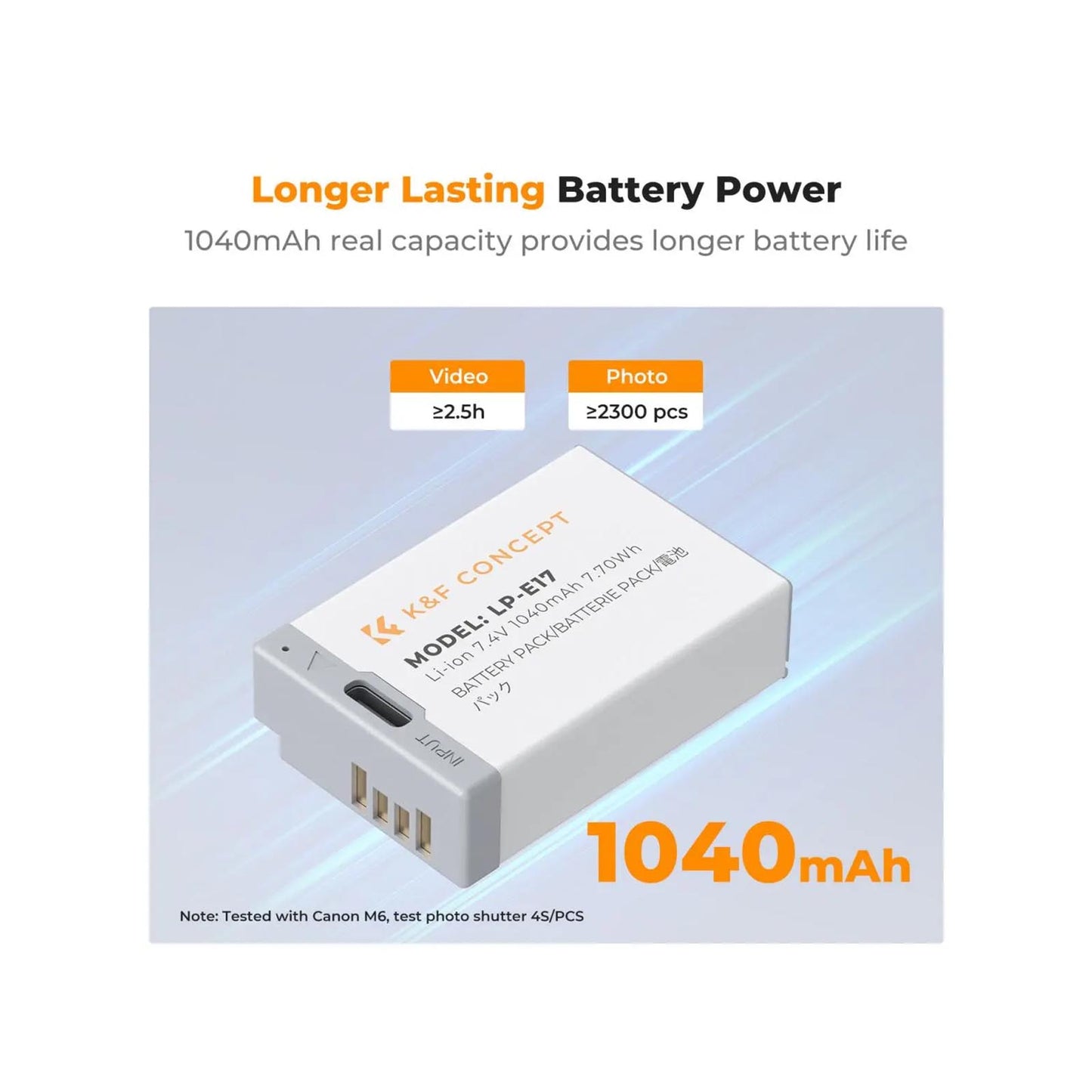 K&F LP-E17 Battery with USB C Fast Charging K&F