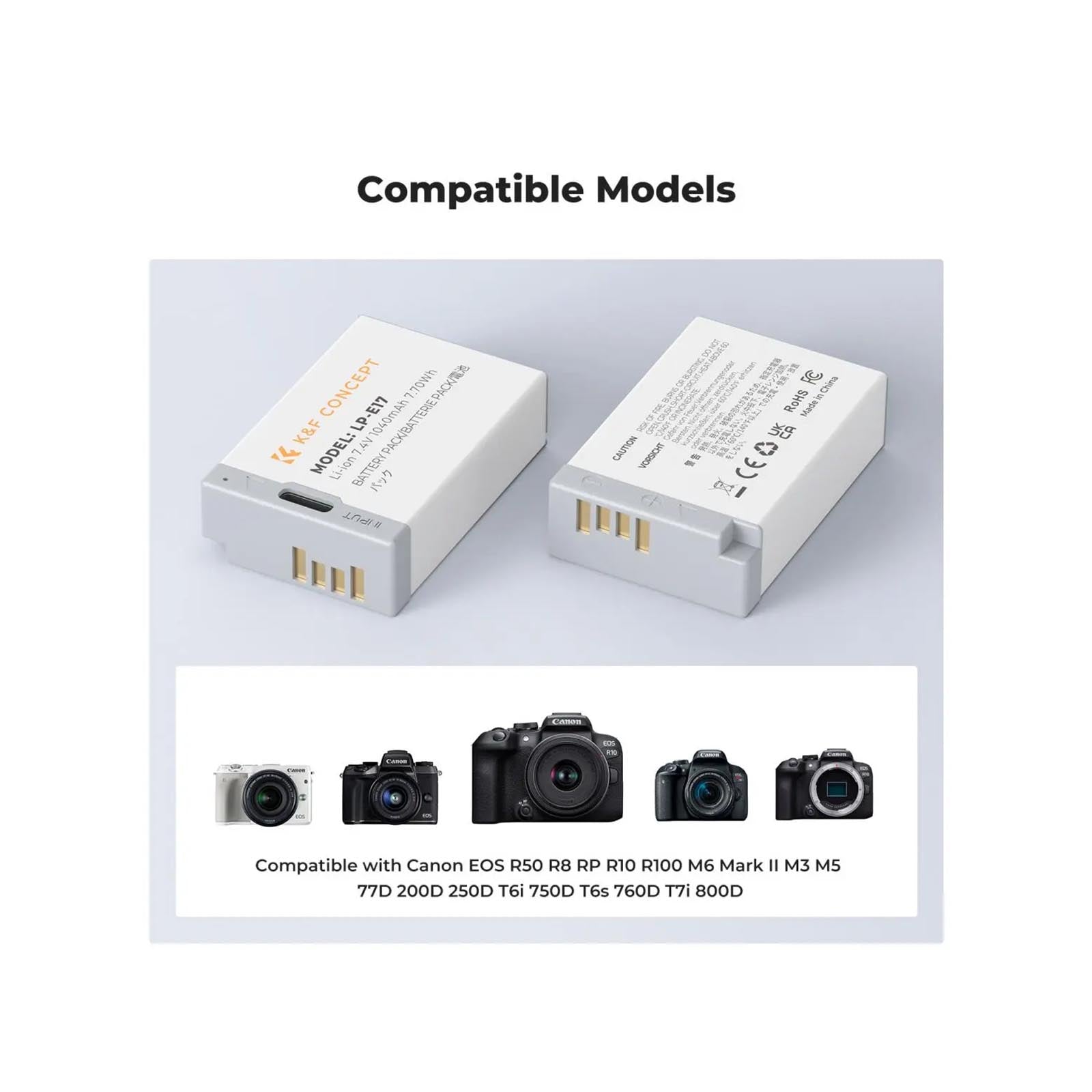 K&F LP-E17 Battery with USB C Fast Charging