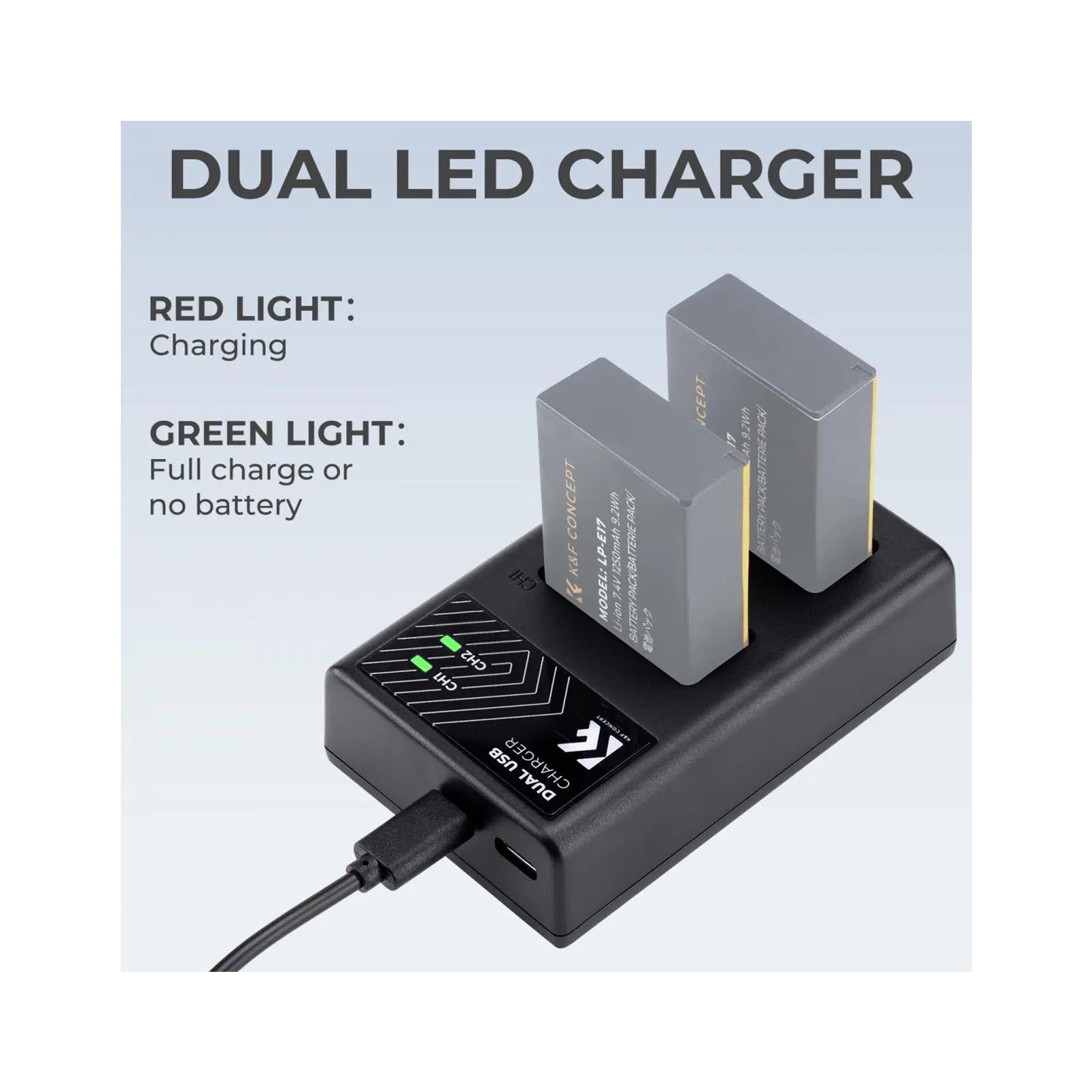 K&F LP-E17 Dual Battery Charger