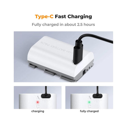 K&F LP-E6NH Battery with Type-C Fast Charging K&F