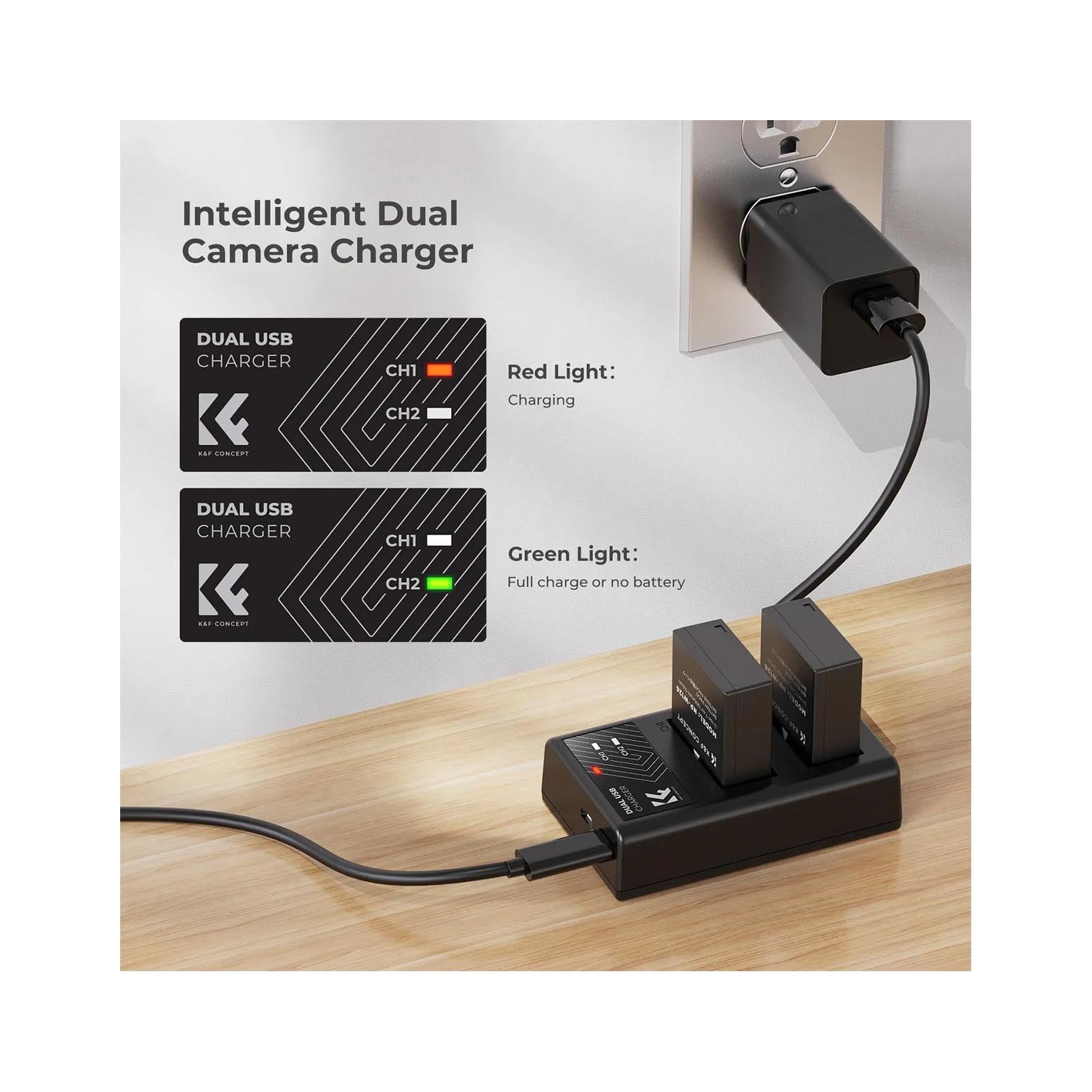K&F LP-E8 Dual Battery Charger