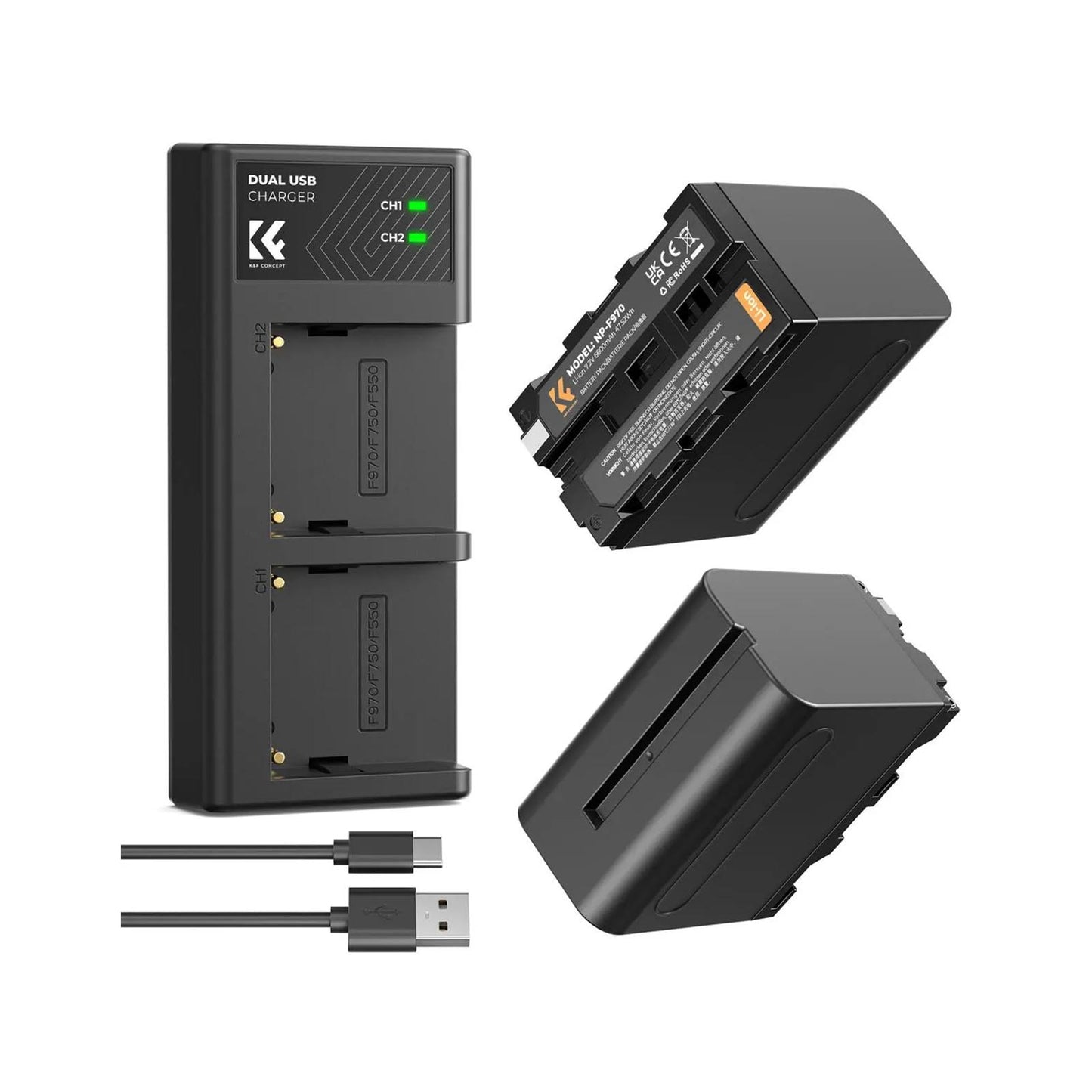 K&F NP-F970 Battery with LED Charger K&F