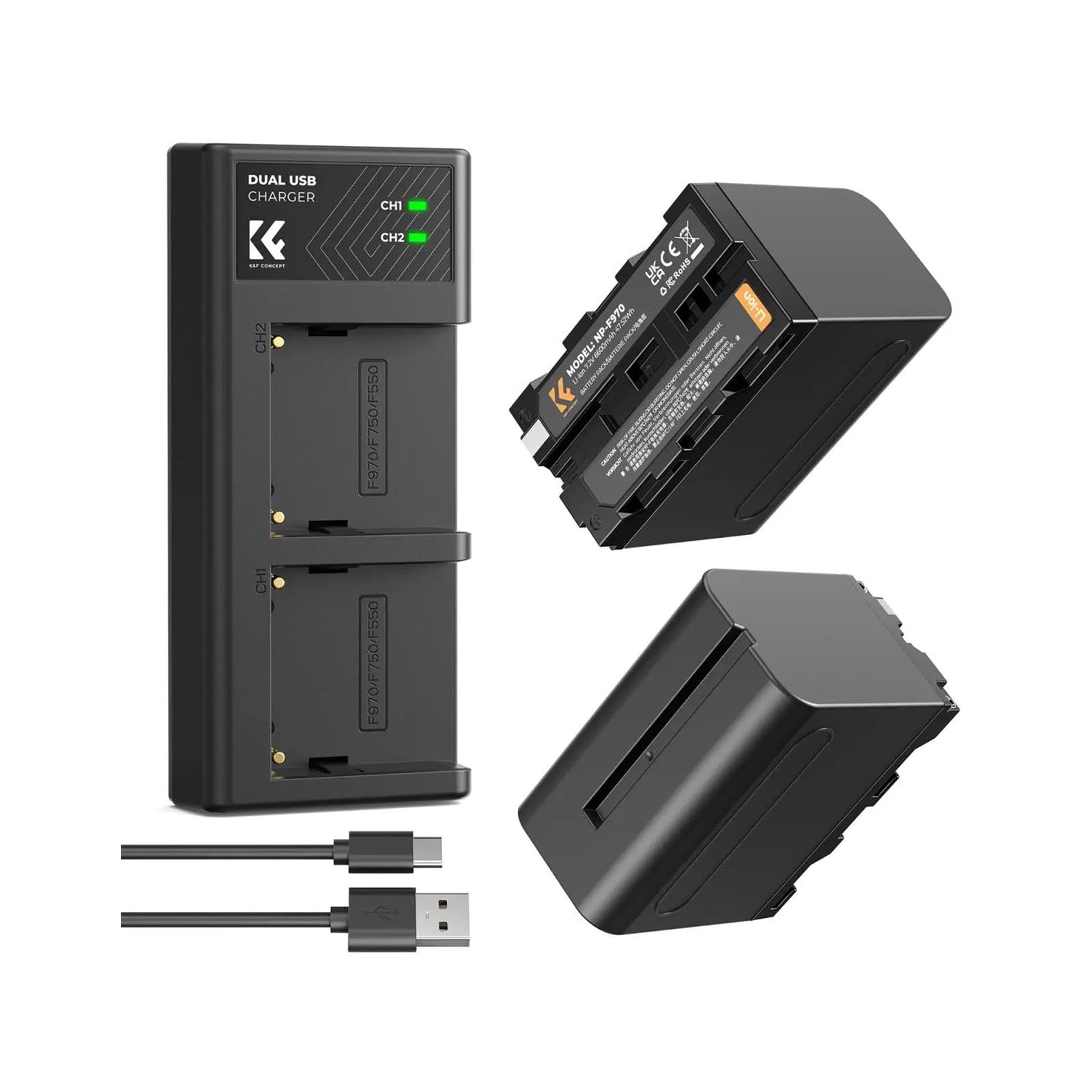 K&F NP-F970 Battery with LED Charger