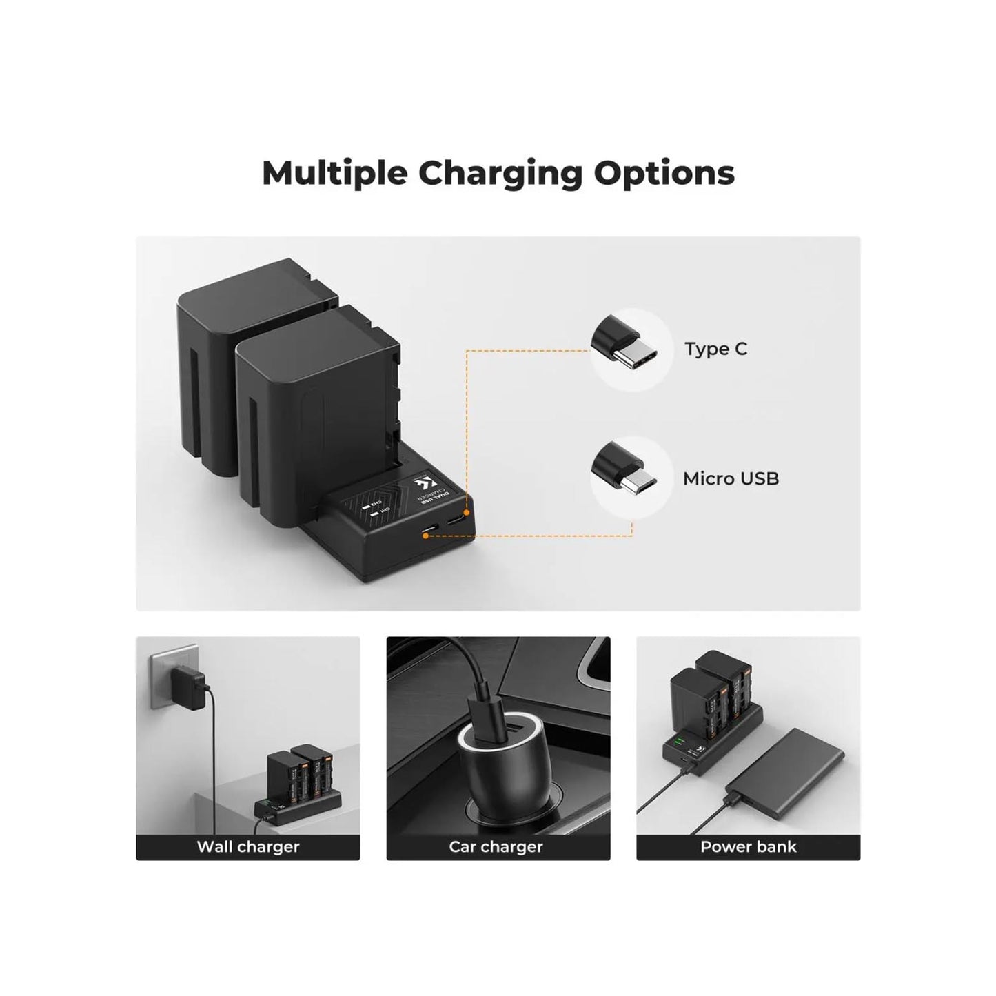 K&F NP-F970 Battery with LED Charger K&F