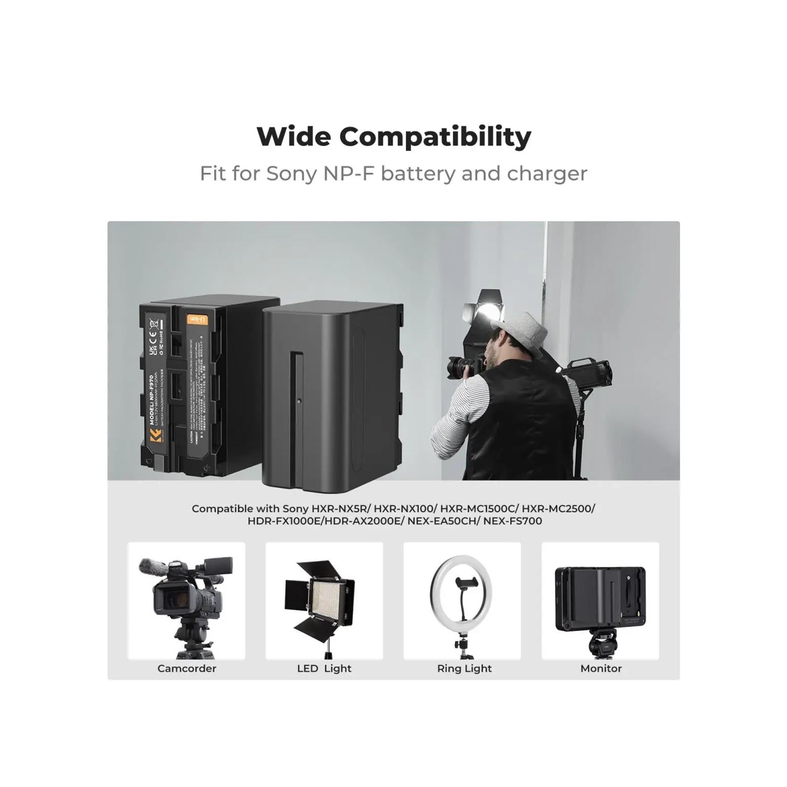 K&F NP-F970 Battery with LED Charger