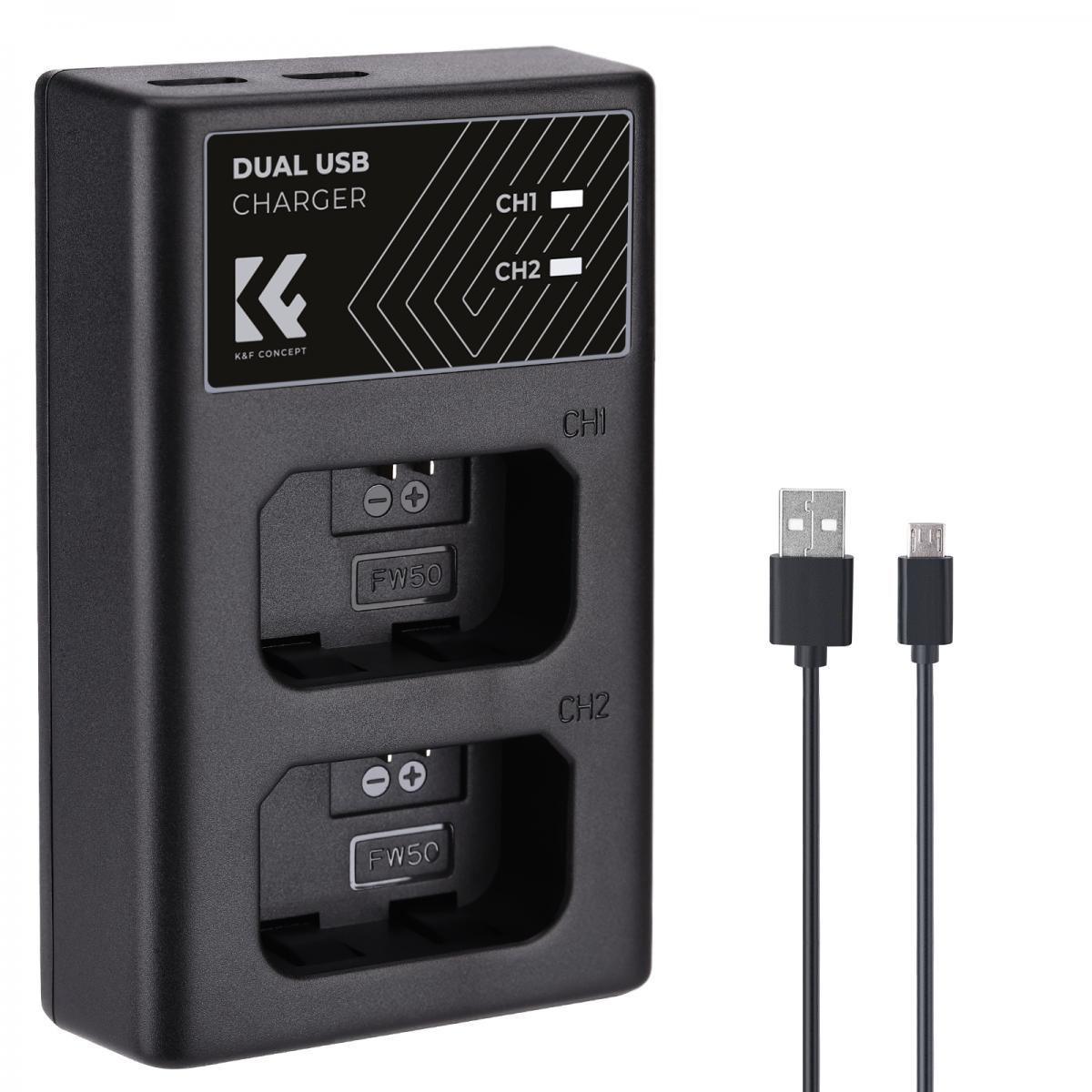 K&F NP-FW50 Dual Battery Charger