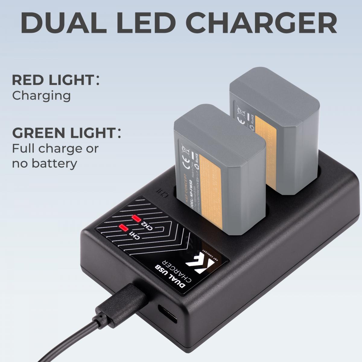 K&F NP-FW50 Dual Battery Charger