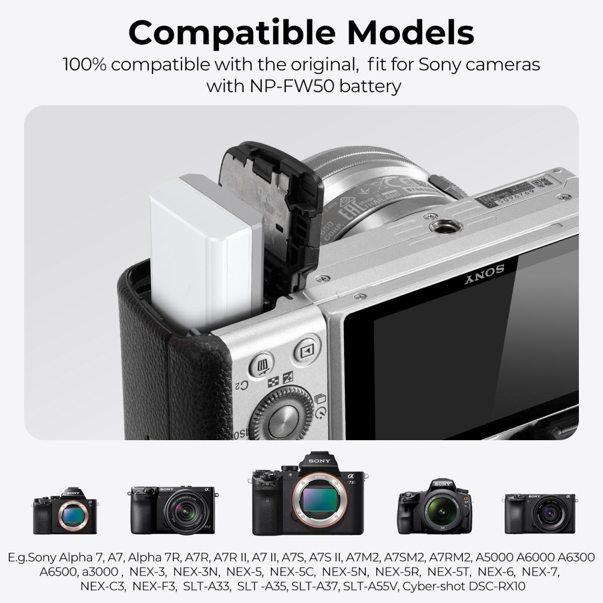 K&F NP-FW50 Battery with USB C Fast Charging