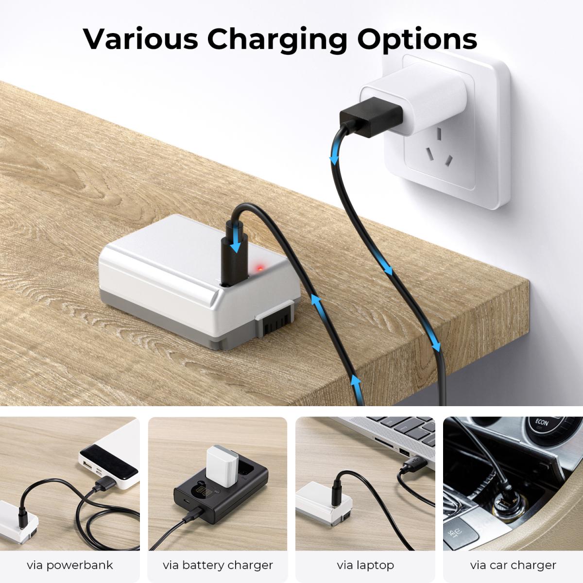 K&F NP-FW50 Battery with USB C Fast Charging