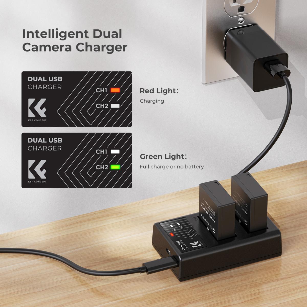 K&F NP-W126S Dual Battery Charger