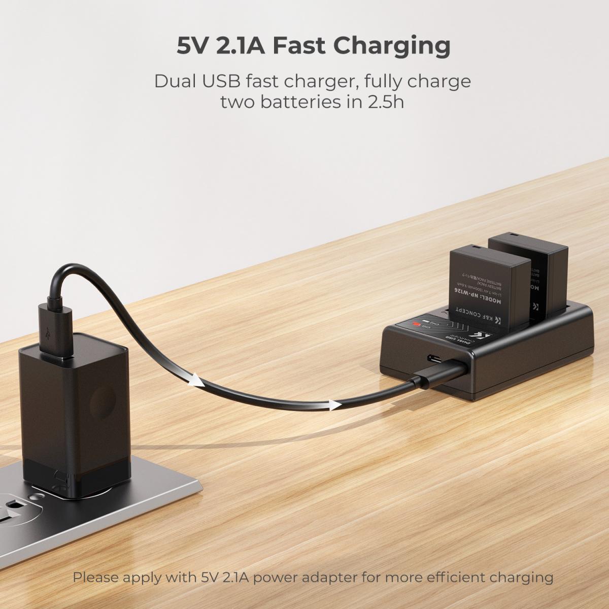 K&F NP-W126S Dual Battery Charger